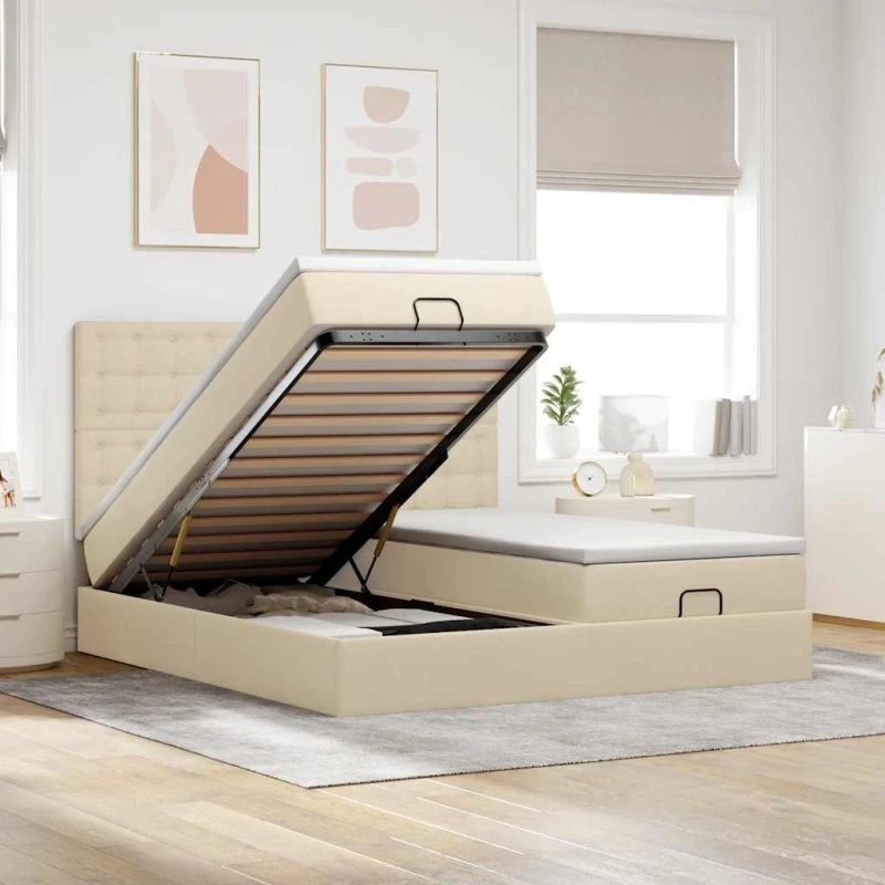 vidaXL Osmannisk Sengeramme med Madrasser 180x200 cm Creme