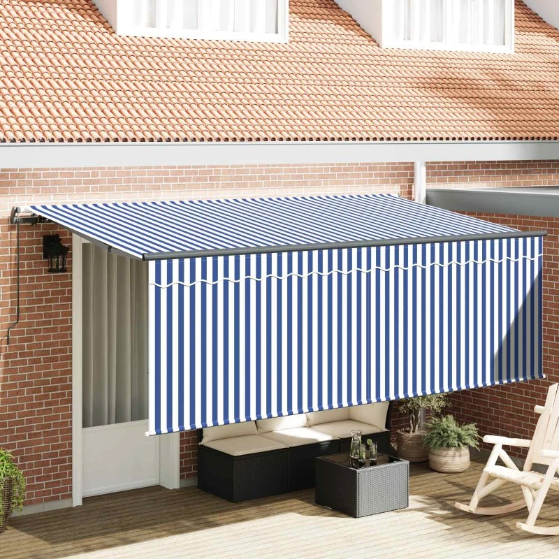 vidaXL Utrækkelig Markise Blå/Hvid 400x200 cm