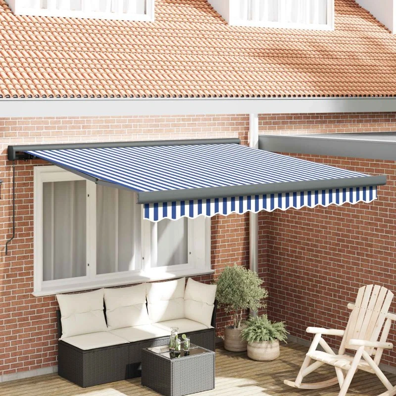 vidaXL Utrækkelig Markise Blå og Hvid 300 x 250 cm