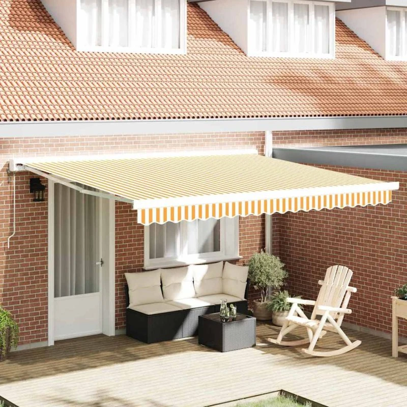 vidaXL Utrækkelig Markise Gul/Hvid 400×300 cm