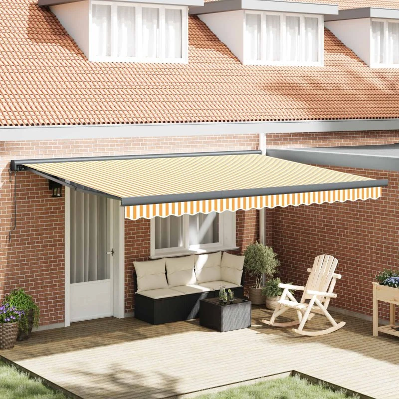 vidaXL Markise Orange og Hvid 450 x 300 x 165 cm