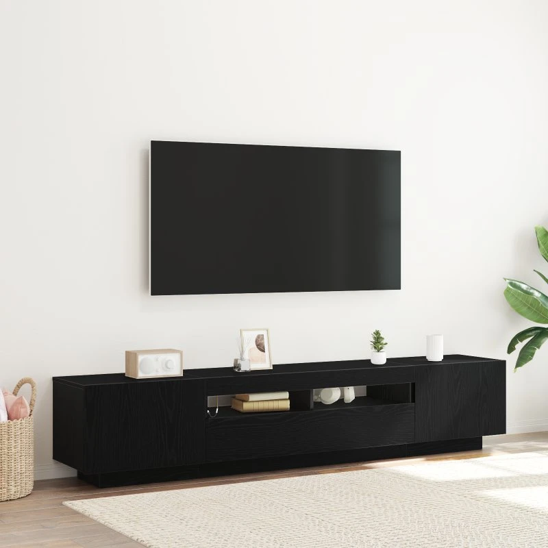 Trendy TV-skab 2 dele, sort, 200 x 35 x 40 cm