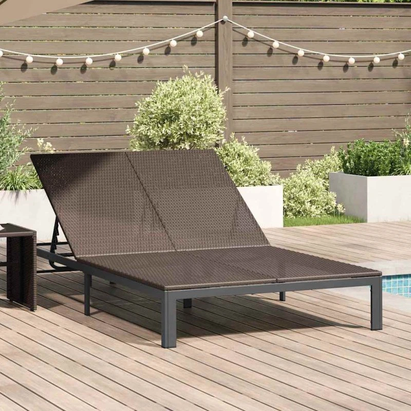 vidaXL Solseng Brun 206 x 115 x 75 cm PolyRattan