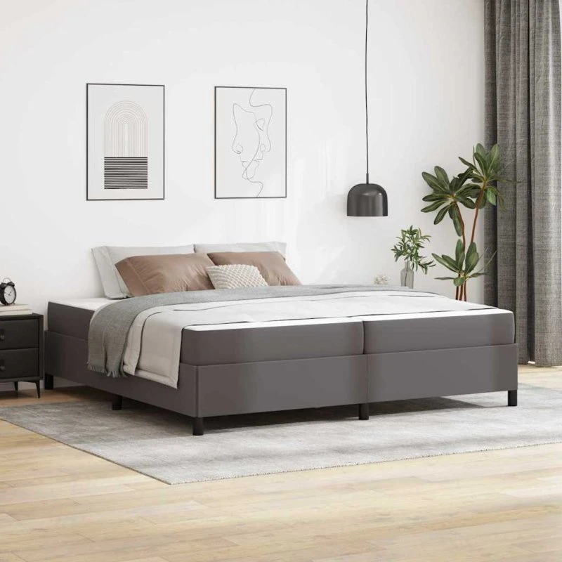 vidaXL Sengestel med madras Grå 200x200 cm Stof