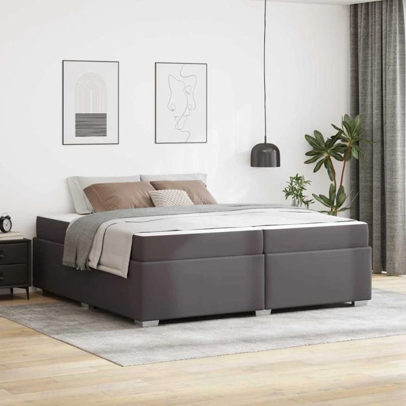 vidaXL Sengestel Grå 200 x 200 cm med Madras