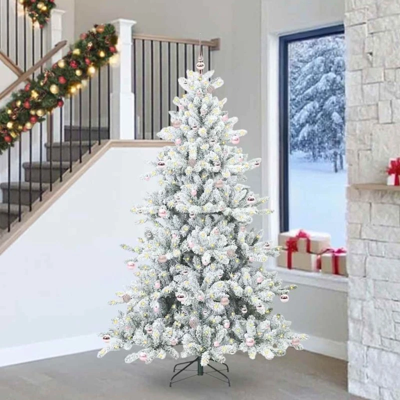 vidaXL Kunstigt Hinged Juletræ 240 cm Hvid med 300 LED'er