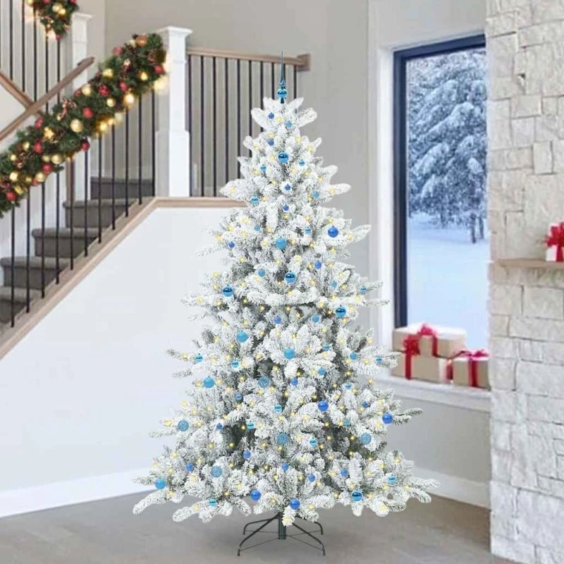 vidaXL Kunstigt Hinged Juletræ 240 cm Hvid med 300 LED'er