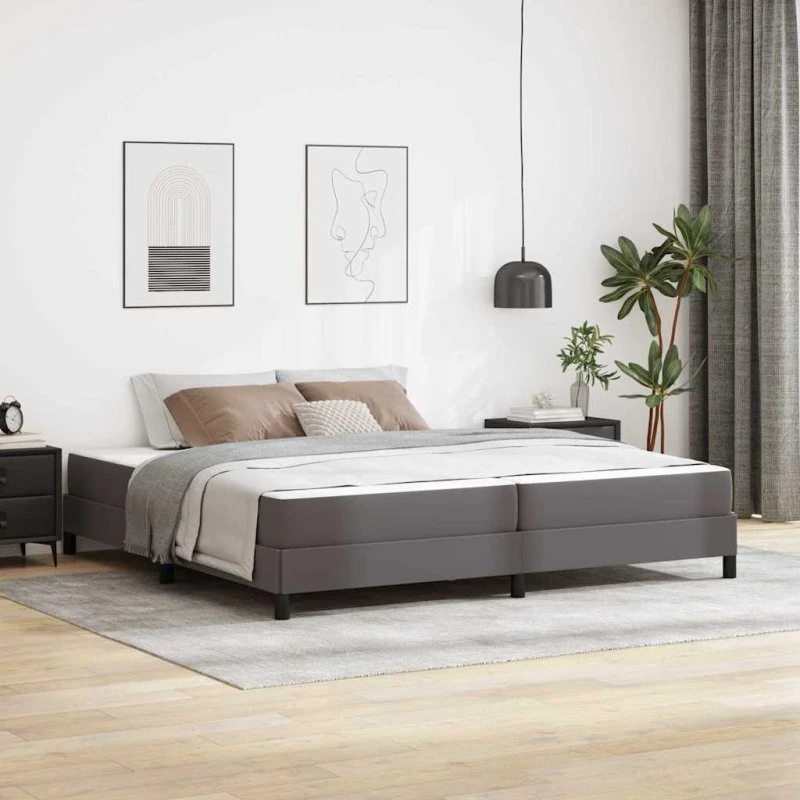 vidaXL Sengestel med madras Grå 200x200 cm Stof