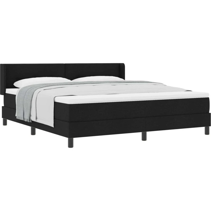 vidaXL Box spring seng med hovedgærde, sort 200 x 180 cm