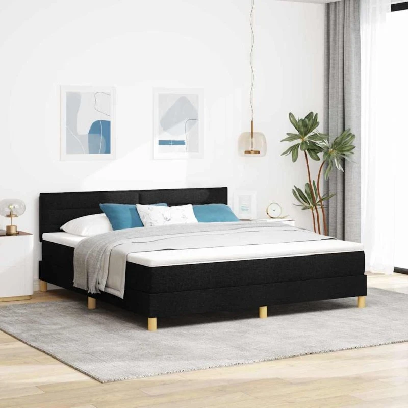 vidaXL LED Box Spring Bed 180 x 200 cm Sort