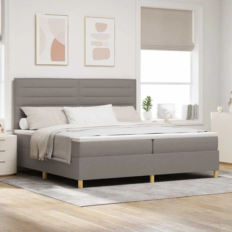 vidaXL LED Box Spring Bed Gråbrun 200x200 cm