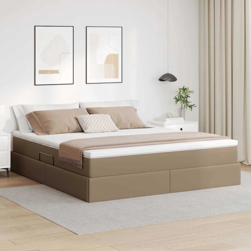 vidaXL Seng med opbevaring og madras Cappuccino 180x200 cm