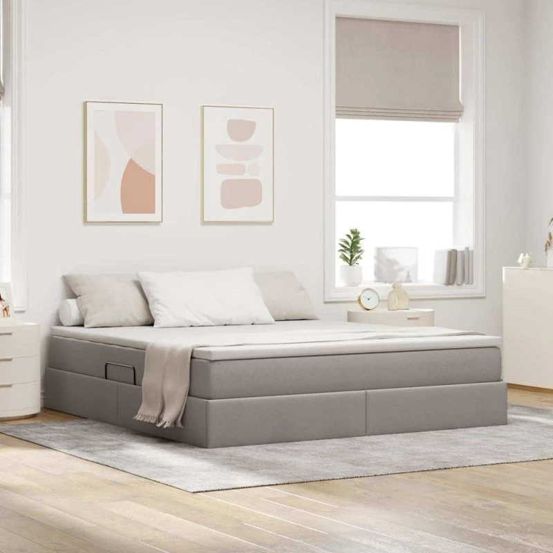 vidaXL Seng med opbevaring 160 x 200 cm Gråbrun