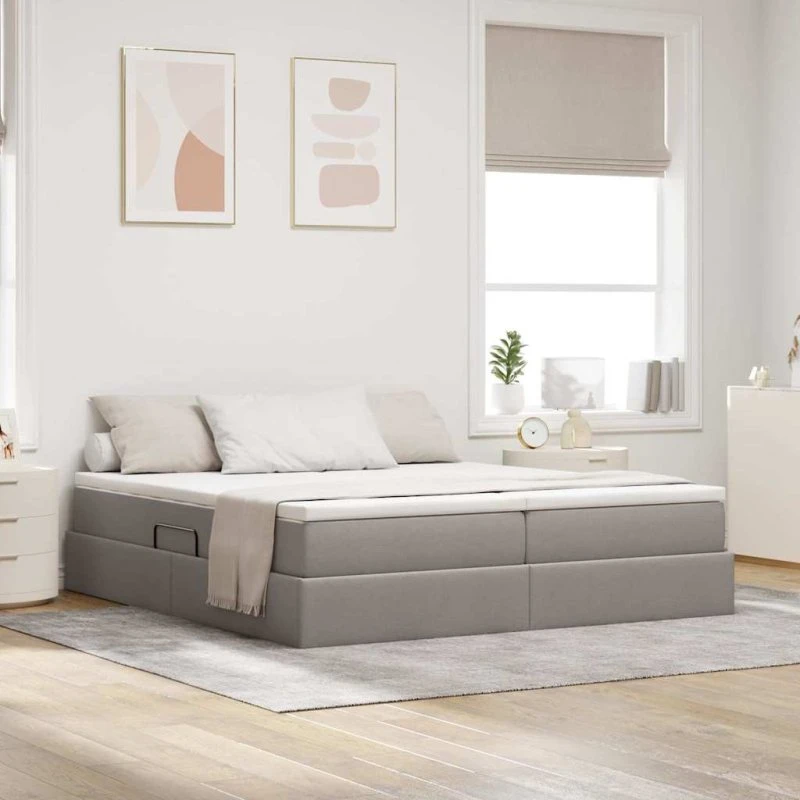 vidaXL Seng med opbevaring 200 x 200 cm Gråbrun