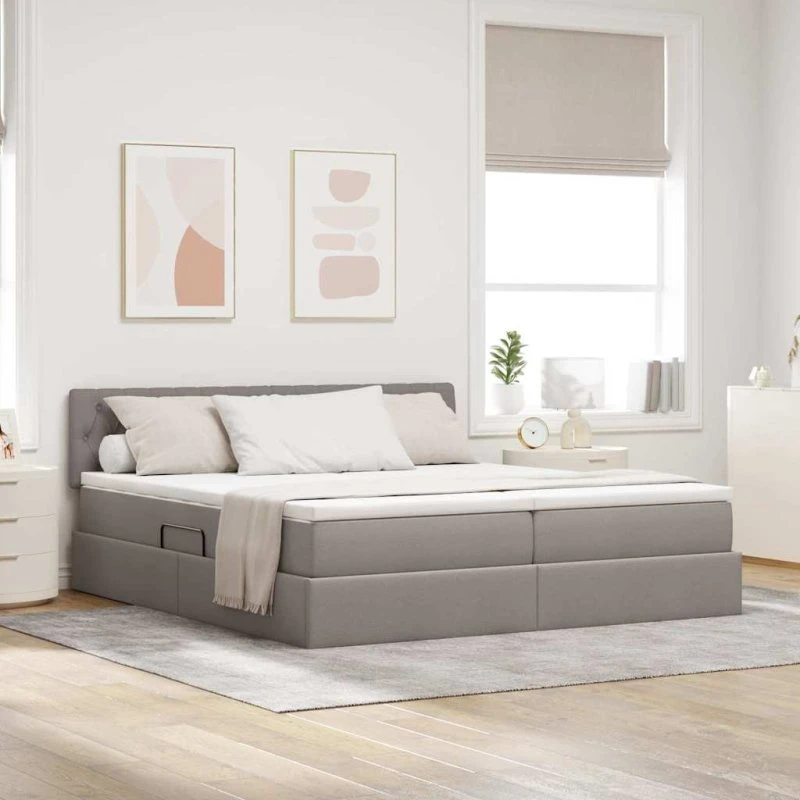 vidaXL Opbevaringsseng 180x200 cm Gråbrun Faux Læder