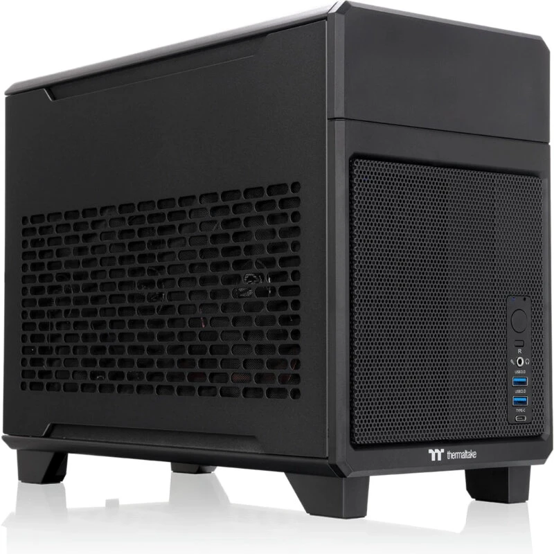 Thermaltake TR100 ATX semi-tårn kabinet, sort, USB-C 3.2
