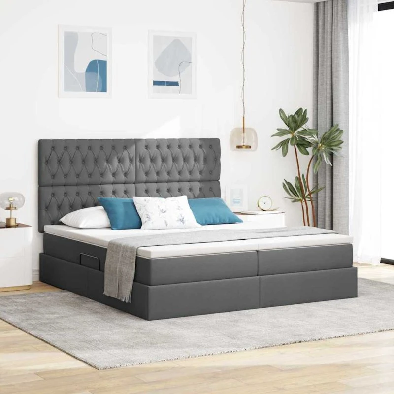 vidaXL Opbevaringsseng 200 x 200 cm Mørkegrå