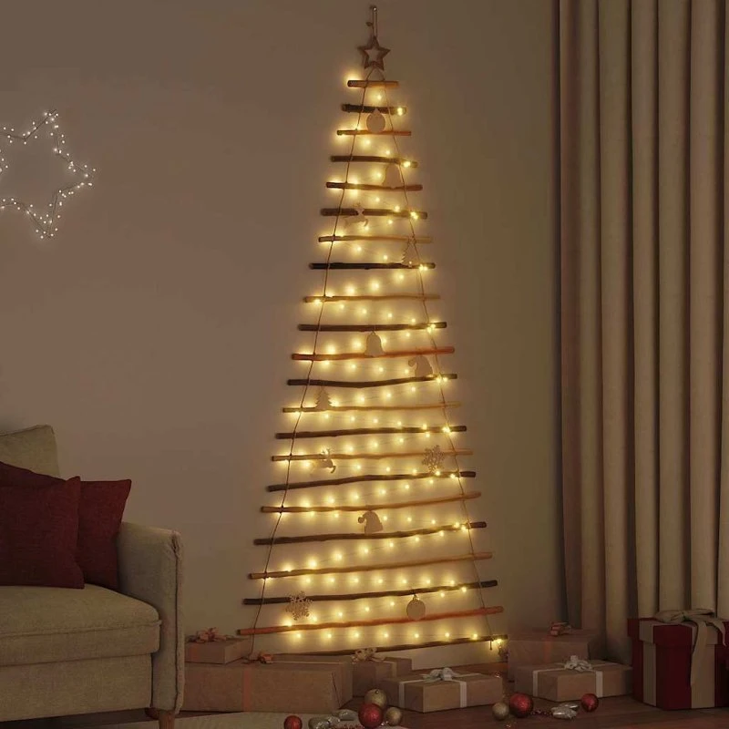 vidaXL Juletræ 210 cm med 130 LED'er, naturfarvet asketræ