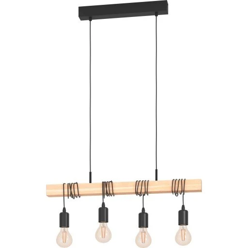 Eglo Townshend 4L langbordspendel, sort/træ, 70 cm