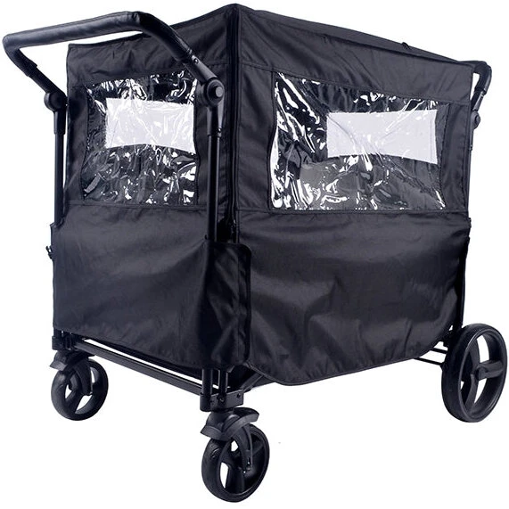 BabyTrold Fun Regnslag til Trolleyvogn med Vinduer - Sort