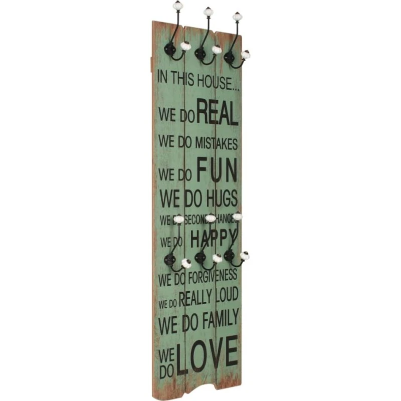 vidaXL HAPPY LOVE Vægmonteret Knagerække 6 Knager 120 x 40 cm