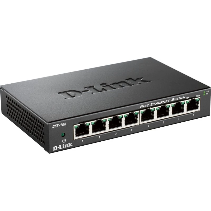 D-Link DES-108 8-Port Fast Ethernet Switch, Metal