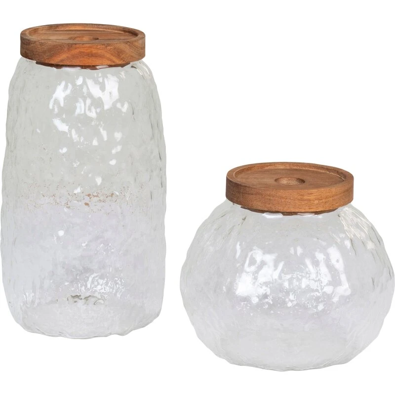 House Nordic Taipei opbevaringsglas, sæt af 2, klar m. akacielåg