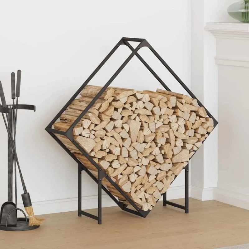 vidaXL Brændestativ 100x25x100 cm koldvalset stål sort