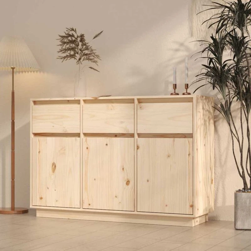 vidaXL Skænk 111x36x75 cm massivt fyrretræ