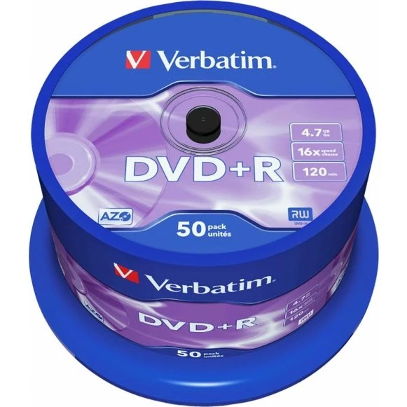 Verbatim DVD+R 16x 4.7GB 50 Pack Mat Sølv
