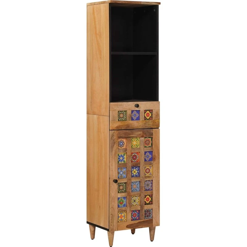vidaXL Badeværelsesskab Naturfarvet 38 x 33 x 160 cm Massivt Mangotræ