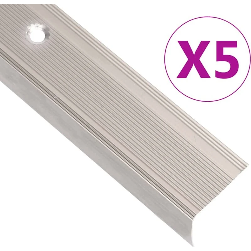 vidaXL Trappelister 5 stk. L-facon 90 cm aluminium champagne