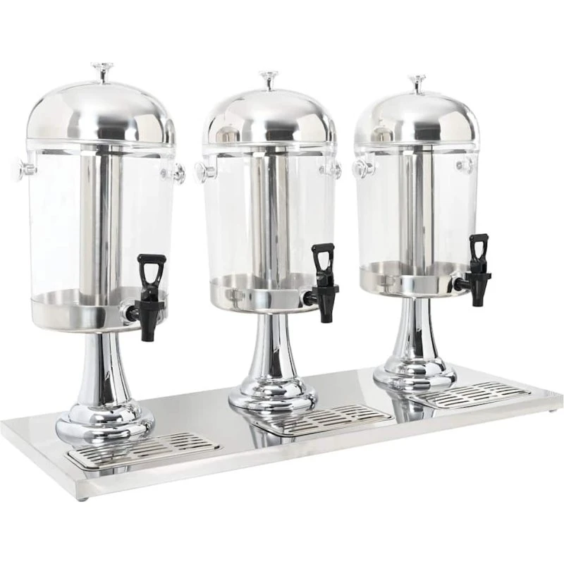 vidaXL Tripeljuicedispenser 3 x 8 l rustfrit stål