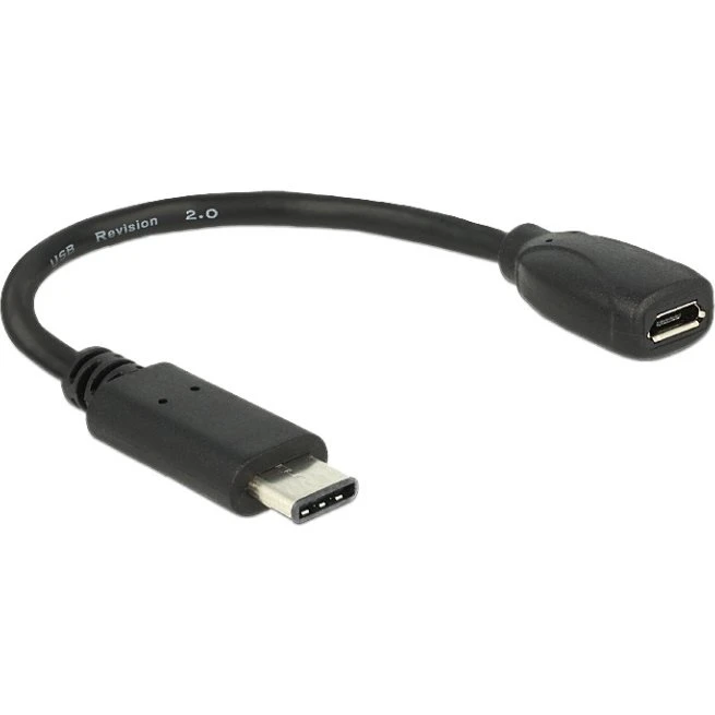 DeLOCK USB-C til Micro-USB B Adapter, 15 cm, Sort