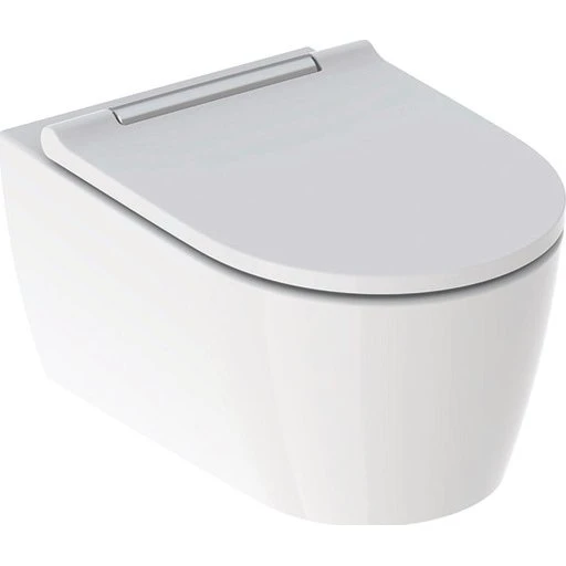 Geberit One Væghængt Toilet, Hvid/Krom, Rimfree, Turboflush