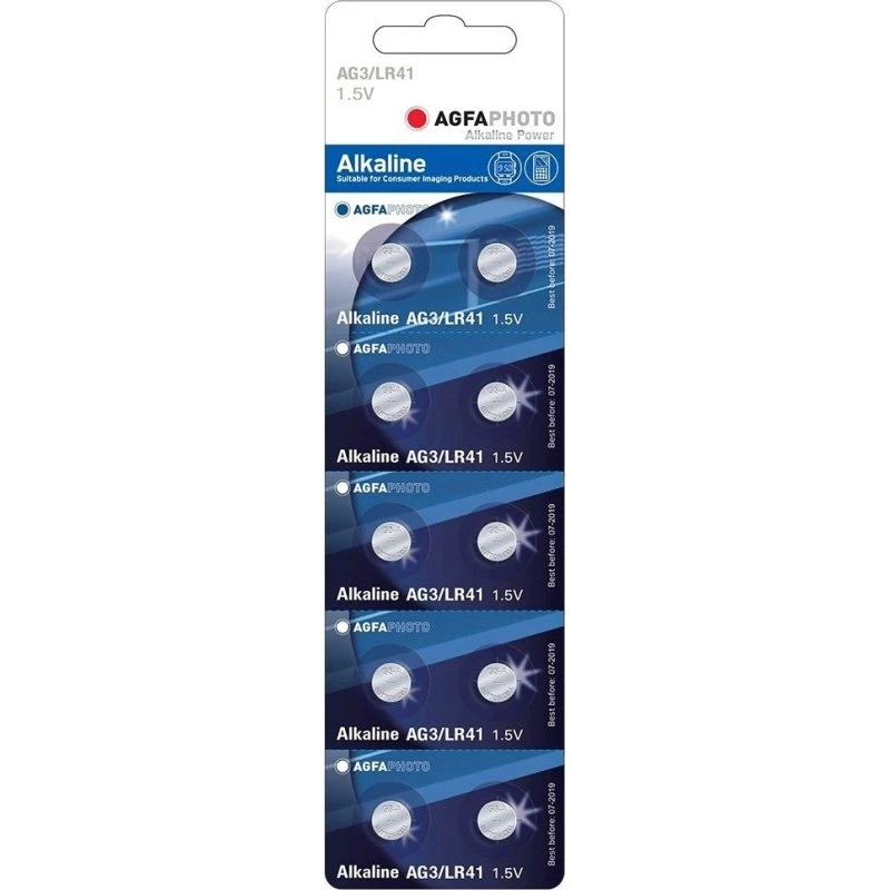 AgfaPhoto LR41/AG3 10-pak Alkaline knapcellebatterier 1,5V