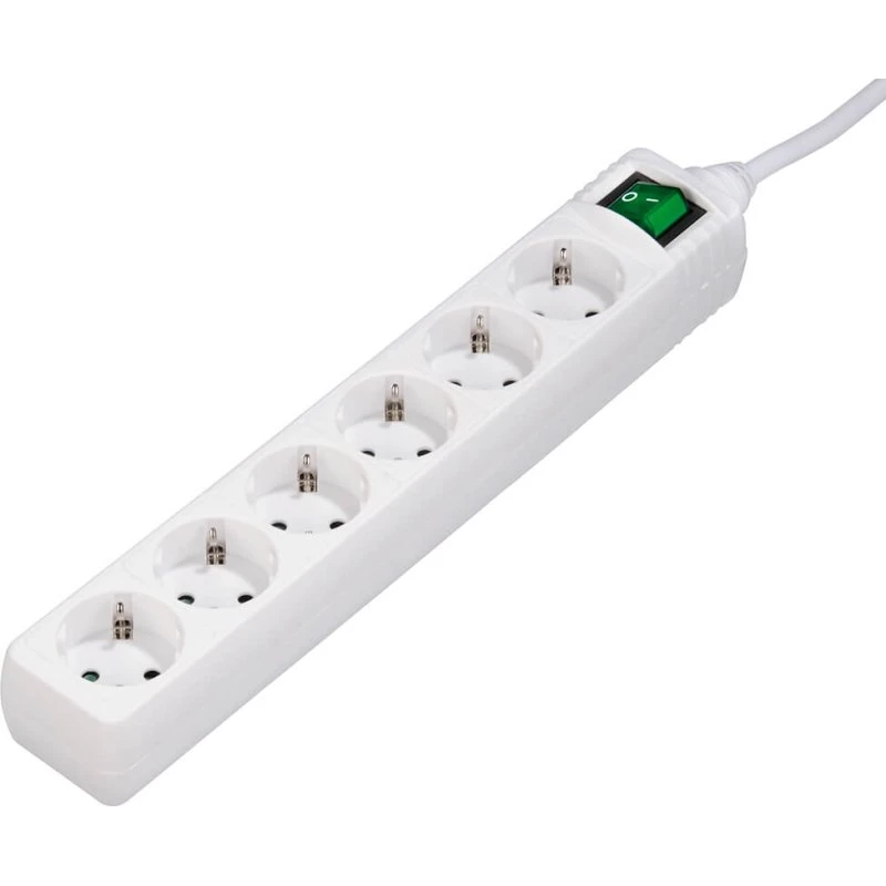 HAMA Strømskinne 6 Udtag med Afbryder Hvid 3 m