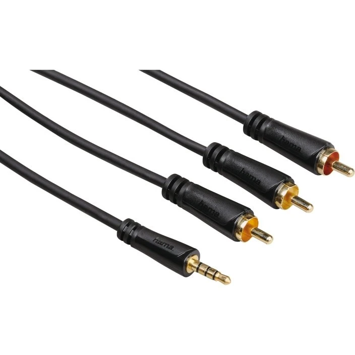 Hama Kabel 4pin 3,5mm-3 Phono 3,0m Sort Guldbelagt