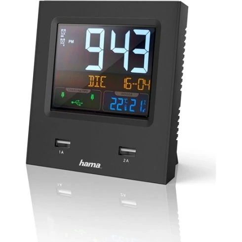 Hama Dual-USB Radioalarm med USB-ladning, Sort