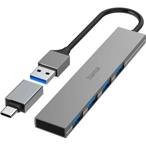 Hama USB-C Hub 4-port 5 Gbps, aluminium, USB 3.2