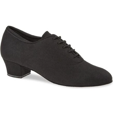 Diamant 140 træningsdansesko, sort microfiber, hæl 3,7 cm