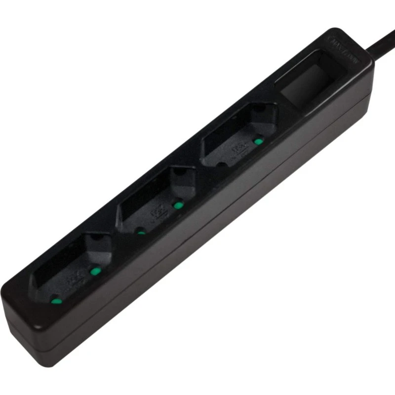 LogiLink Slim Euro 3-vejs 1,5m Sort