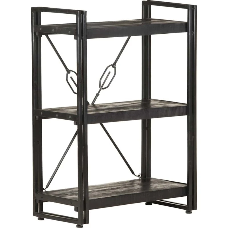 vidaXL bogreol 3 hylder 60x30x80 cm massivt mangotræ sort