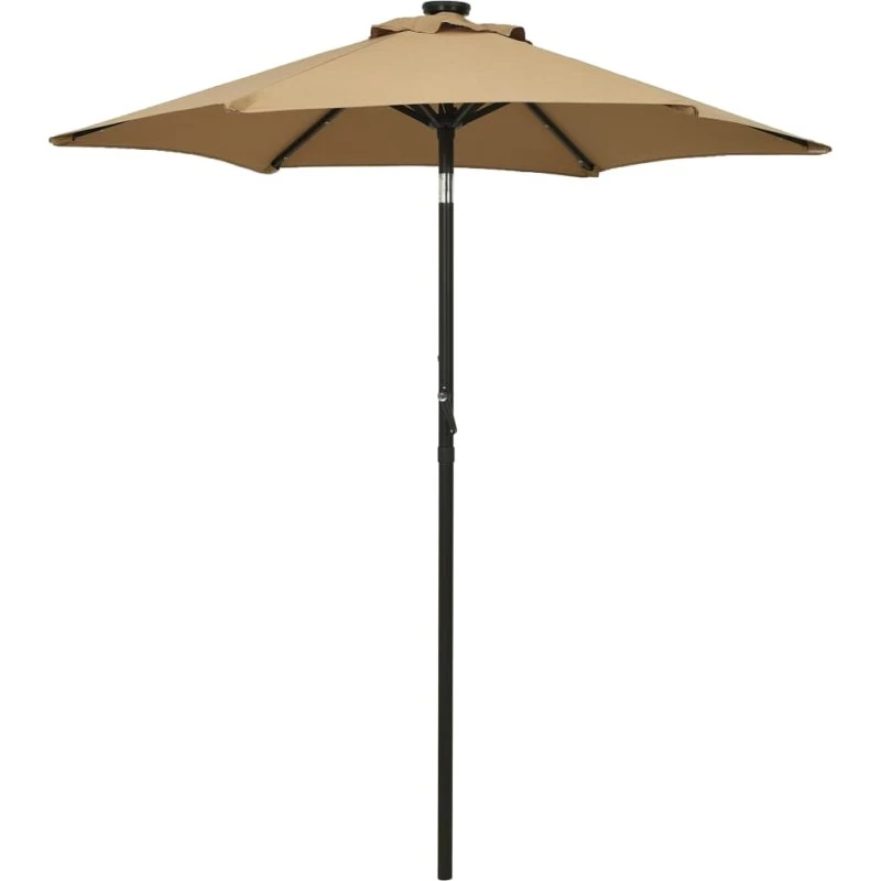 vidaXL Parasol med LED-lys 200x211 cm aluminium gråbrun