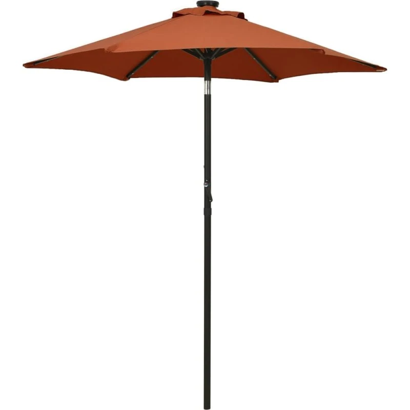 vidaXL Parasol med LED-lys 200x211 cm aluminium terracotta