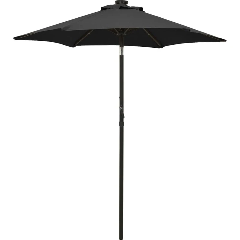 vidaXL Parasol med LED-lys 200x211 cm aluminium sort