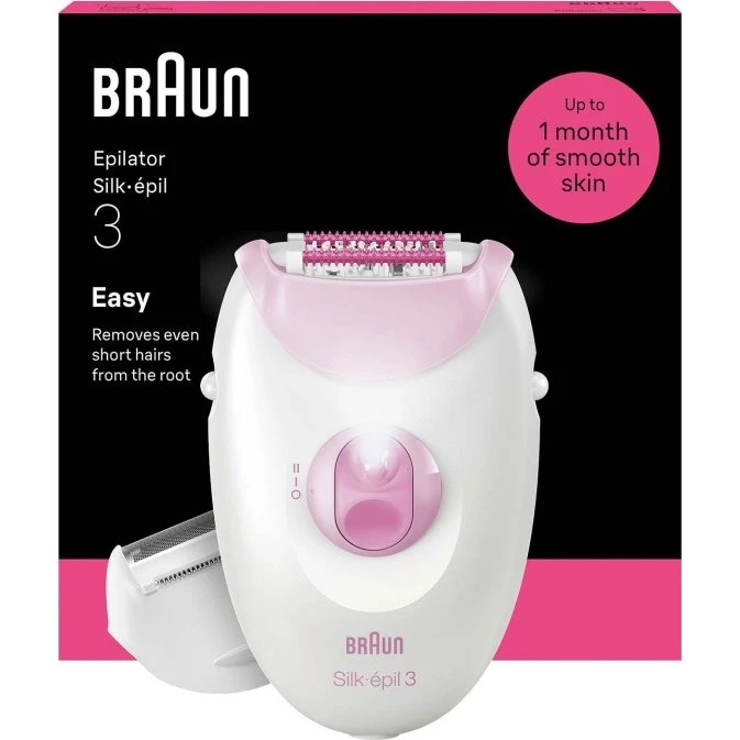 Braun Silk·épil 3 Epilator, Rosa, 3-031, Långvarig Slät Hud