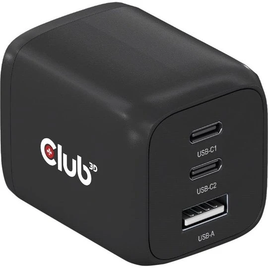 Club 3D CAC-1913EU 65W GaN USB oplader, 2x USB-C + USB-A