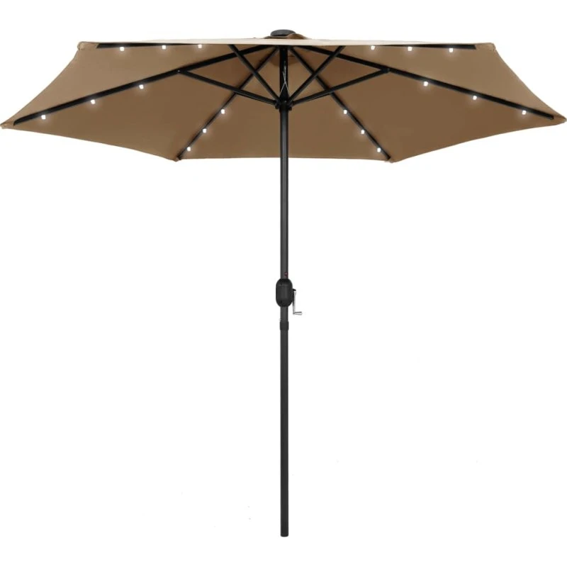vidaXL Parasol med LED-lys og aluminiumsstang 270 cm gråbrun