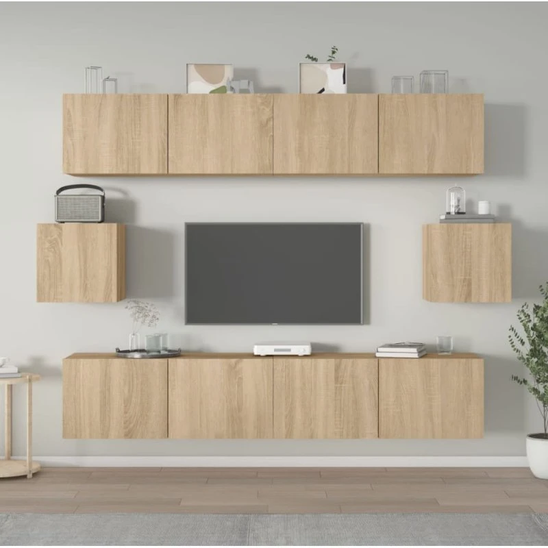 vidaXL Tv-skabssæt 6 dele, konstrueret træ, Sonoma-eg, 80 cm